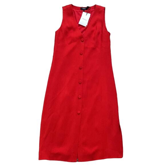 Theory Red Liquid Twill Midi Dress - Picture 10 of 10